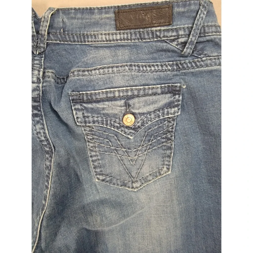 Vigoss Bootcut Jeans Womens 22 Medium Wash Flap Pocket Stretch Denim Blue